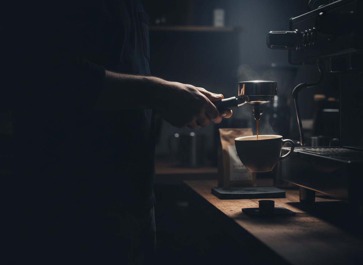 Kalim Coffee barista pouring espresso